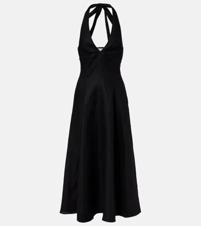 Faithfull Linen Midi Dress In Black