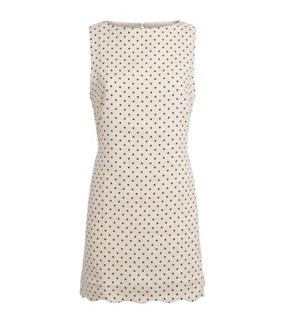 Faithfull Linen Polka-dot Iria Mini Dress In Neutral