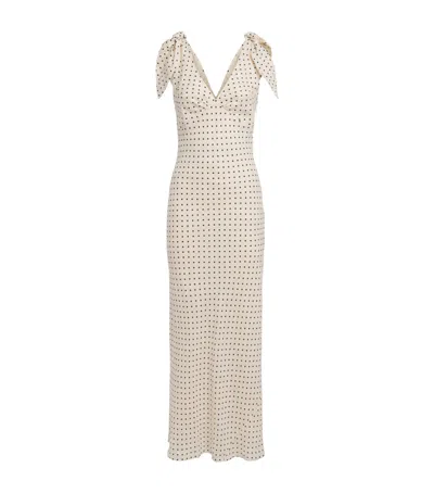 Faithfull Linen Polka-dot Solana Maxi Dress In White