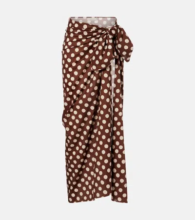 Faithfull Lomas Polka-dot Cotton Beach Cover-up In Brown