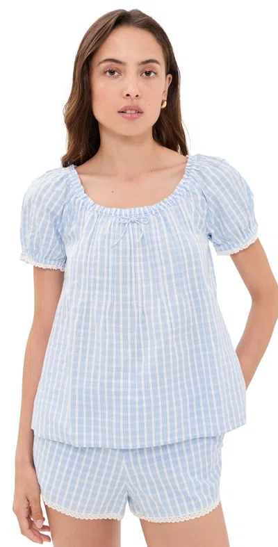 Faithfull Lonny Top Paloma Check/light Blue White