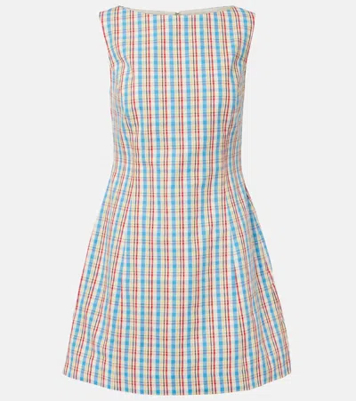 Faithfull Lydie Checked Cotton And Linen Minidress In Pattern