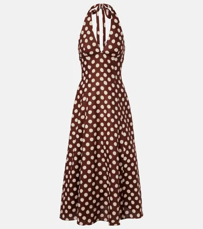 Faithfull Marais Polka-dot Linen Midi Dress In Multi
