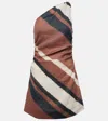Faithfull Marga Gathered Linen Minidress In Futura Stripe Chocolate