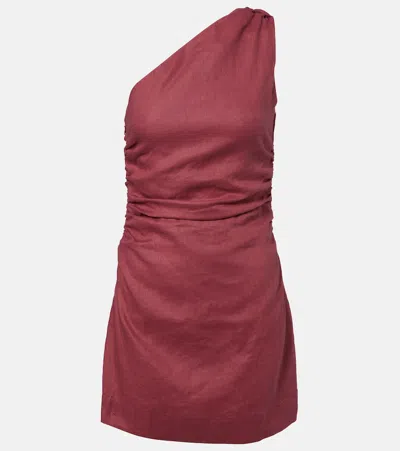 Faithfull Marga Linen Minidress In Burgundy