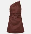 Faithfull Marga One-shoulder Linen Minidress In Brown