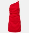 Faithfull Marga One-shoulder Linen Minidress In Red