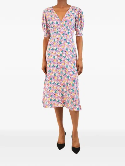 Pre-owned Faithfull Marie-louise Floral Midi Dress In Purple