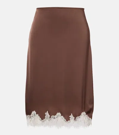 Faithfull Marisol Lace-trimmed Midi Skirt In Brown