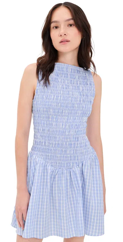 Faithfull Martina Mini Dress Paloma Check/light Blue White