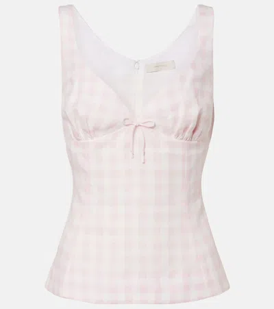 Faithfull Maturba Gingham Linen Top In Pink