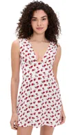 Faithfull Mela Mini Dress Hazy Rose Deep Red In White