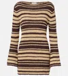 Faithfull Micah Striped Cotton-blend Minidress In Brown
