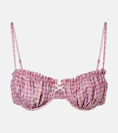 Faithfull Moana Checked Bikini Top In Multi