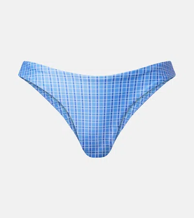 Faithfull Ombra Checked Bikini Bottoms In Blue