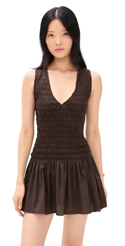 Faithfull Palomar Mini Dress Espresso In Metallic