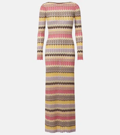Faithfull Pedro Chevron Lamé Maxi Dress In Multi