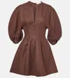 Faithfull Poet Linen Minidress In Beige