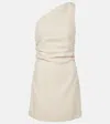 Faithfull Poet One-shoulder Linen Minidress In Beige