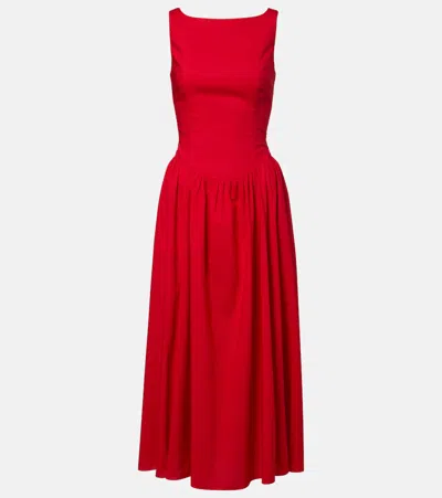 Faithfull Prali Cotton Midi Dress In Red