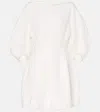 Faithfull Puff-sleeve Linen Minidress In White