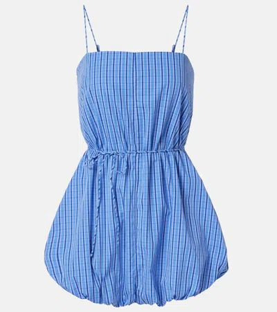 Faithfull Riatto Checked Cotton Romper In Blue