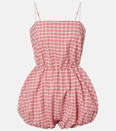 Faithfull Riatto Checked Cotton Romper In Red