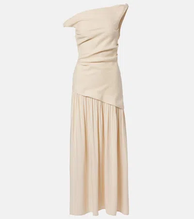 Faithfull Roma Asymmetric Linen Maxi Dress In Neutral