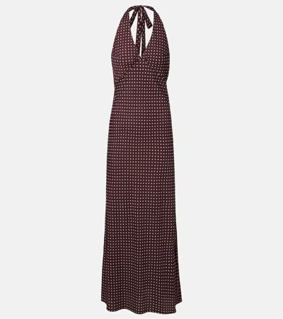Faithfull Rosa Polka-dot Maxi Dress In Brown