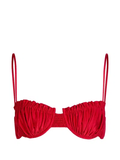 Faithfull Ruched Underwired Bikini Top In Red