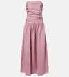 Faithfull Sacha Strapless Linen Maxi Dress In Pink