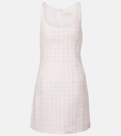 Faithfull Sanne Gingham Linen Mini Dress In Neutral