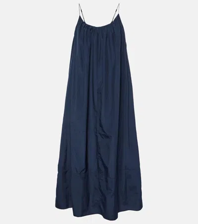 Faithfull Seine Silk And Cotton Maxi Dress In Blue