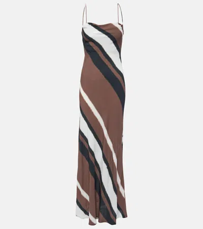 Faithfull Sisudo Striped Midi Dress In Brown