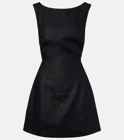 Faithfull Sofia Linen Minidress In Black