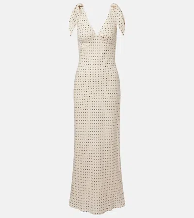 Faithfull Solana Polka-dot Linen Maxi Dress In White