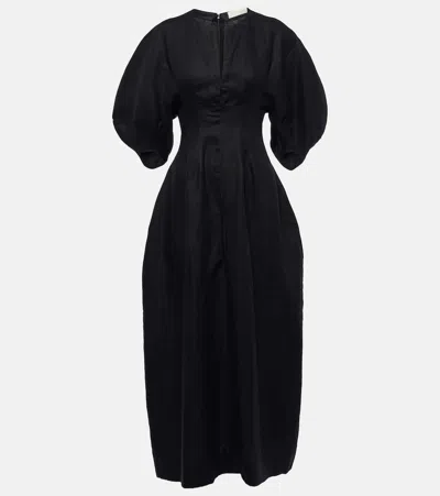 Faithfull Soleil Linen Maxi Dress In Black