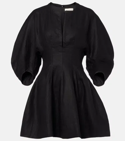 Faithfull Soleil Linen Minidress In Black