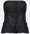 Faithfull Strapless Linen Top In Black