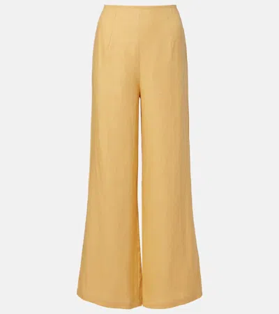 Faithfull Syna Linen Wide-leg Pants In Yellow
