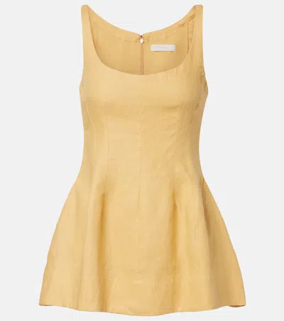 Faithfull Syna Peplum Linen Top In Yellow