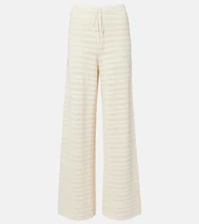 Faithfull Tanya Pointelle Cotton-blend Wide-leg Pants In White