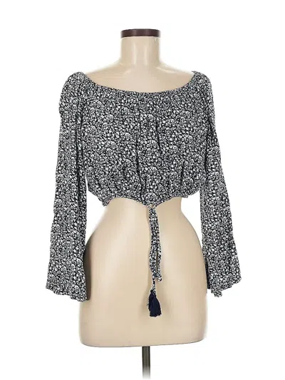 Pre-owned Faithfull The Brand 3/4 Sleeve Blouse In Blue