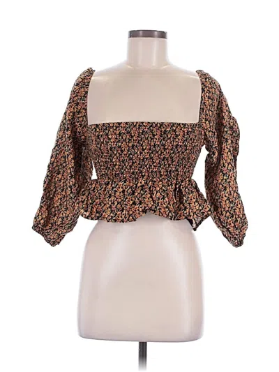 Pre-owned Faithfull The Brand 3/4 Sleeve Blouse In Brown