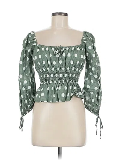 Pre-owned Faithfull The Brand 3/4 Sleeve Blouse In Green