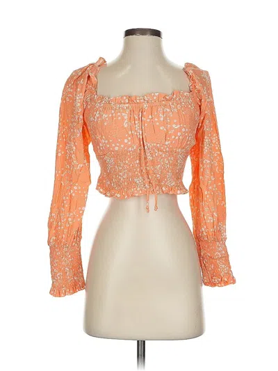 Pre-owned Faithfull The Brand 3/4 Sleeve Blouse In Orange