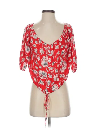 Pre-owned Faithfull The Brand 3/4 Sleeve Blouse In Red