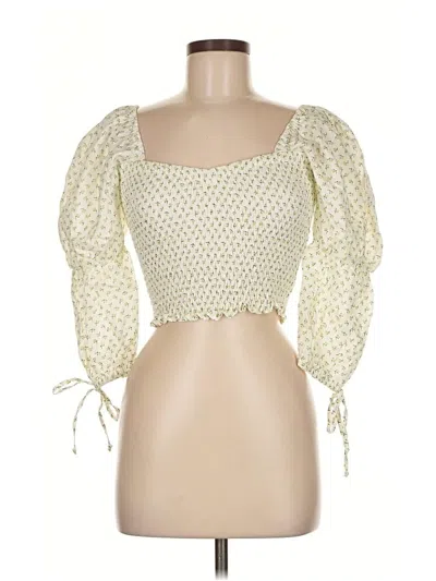 Pre-owned Faithfull The Brand 3/4 Sleeve Blouse In White