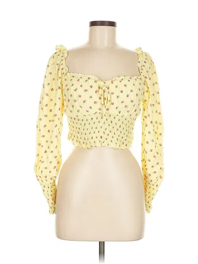 Pre-owned Faithfull The Brand 3/4 Sleeve Blouse In Yellow