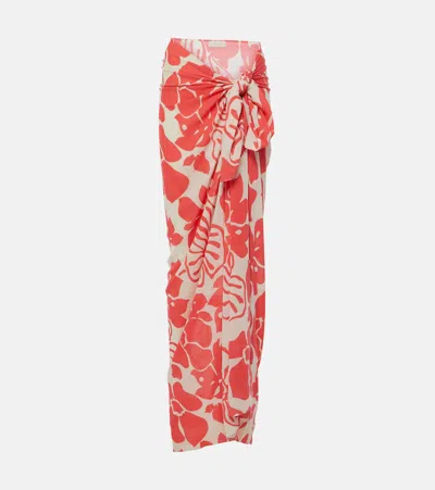 Faithfull The Brand Abaya Floral Beach Over-up In Red